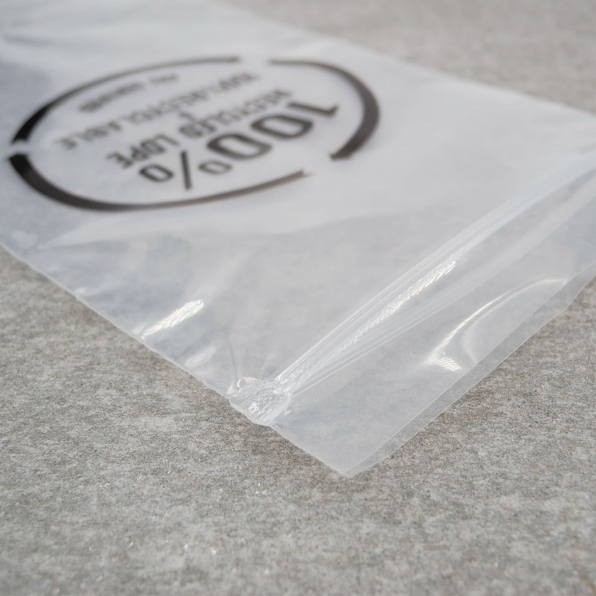 100% recycled plastic ziplock bag
